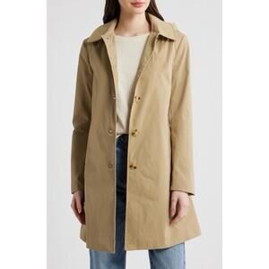 New Lauren Ralph Lauren Crested Hooded Coat In Birch Tan Size L $220